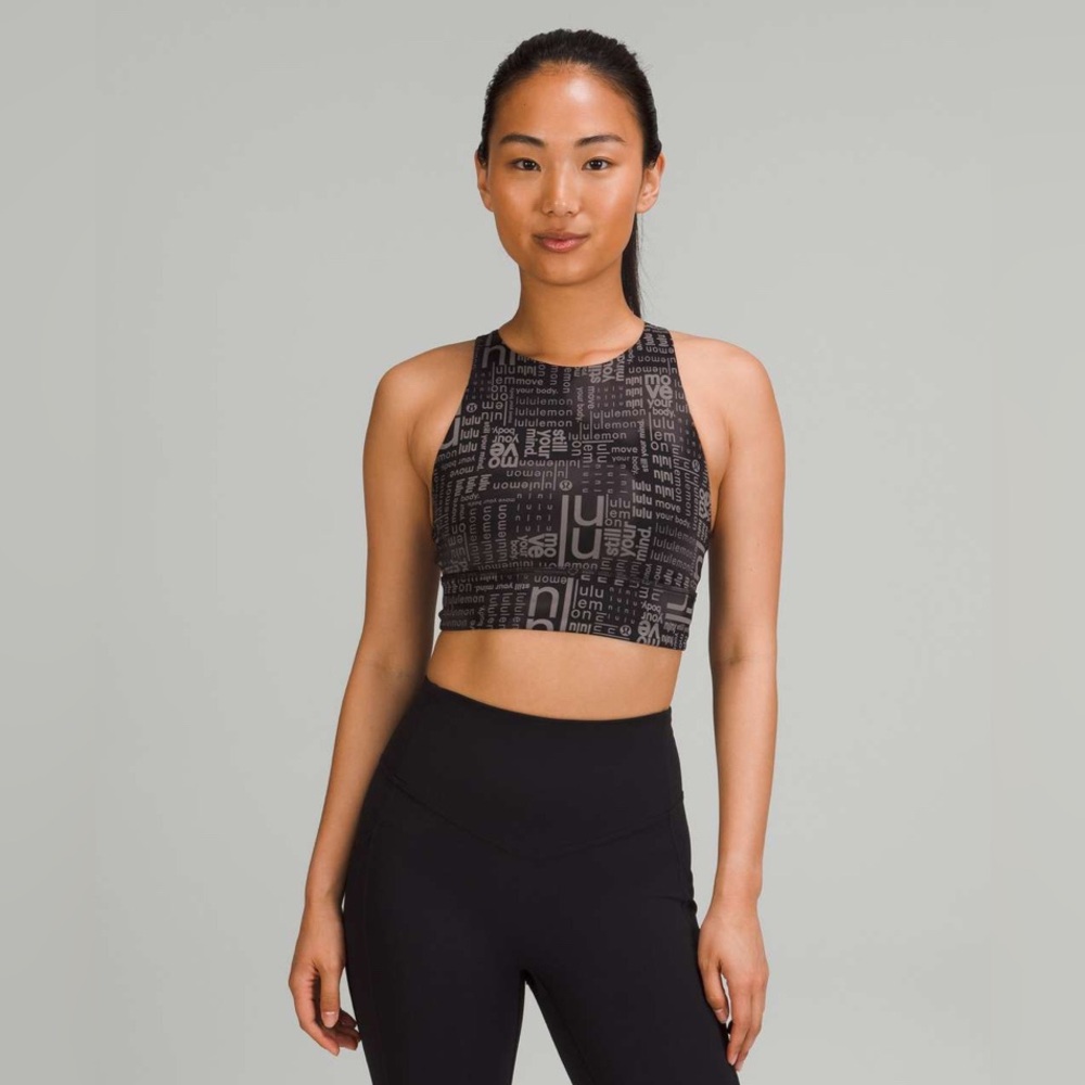 LULULEMON size 6 ENERGY HIGH NECK LONGLINE BRA/ LULULEMON ombré black